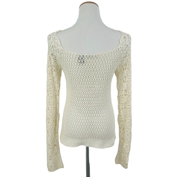 Vintage Victoria’s Secret Crochet Lace Long Sleeve Top | Soft Girl Boho Feminine - Picture 8 of 14